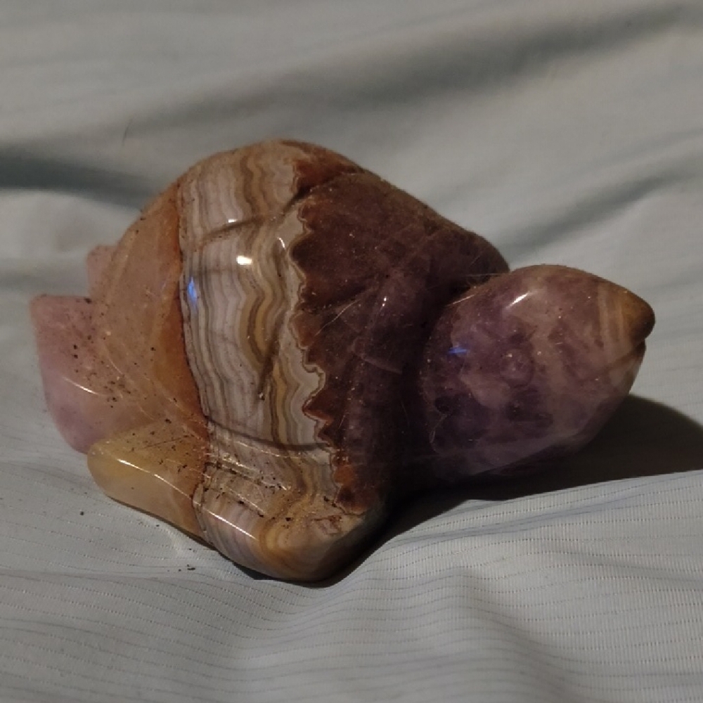 Elegant Stone Turtle Figurine - Brown and Purple